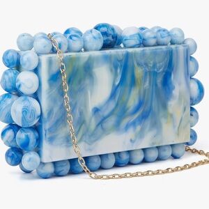 Blue Marble Clutch Bag